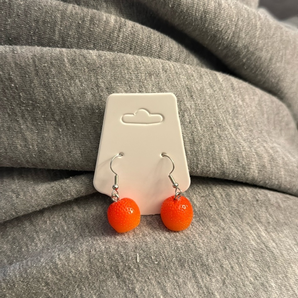 🛍️BUNDLE 3 for $17 ORANGE 🍊 cute earrings kawaii food animal